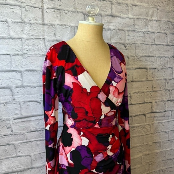 Calvin Klein Abstract Floral Faux Wrap Dress Women’s US 8 - Picture 3 of 11